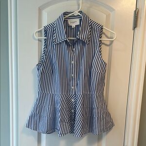 Pomander Place Blue and White Striped Button Down Shirt